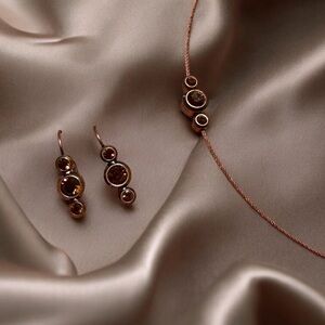 Elegant Gold and Brown Necklace & Earrings Set